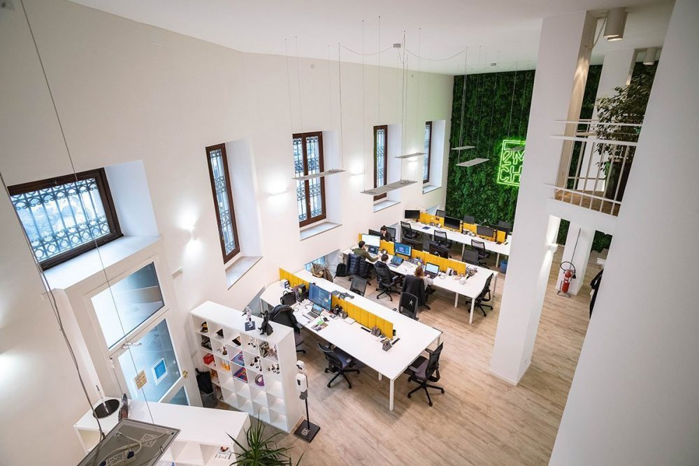 parete verde per ufficio