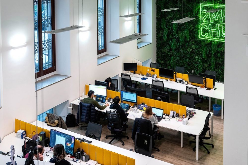 parete verde per ufficio