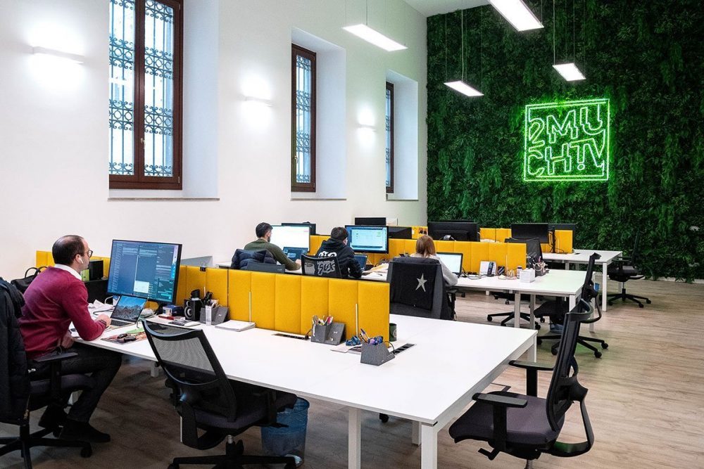 parete verde per ufficio